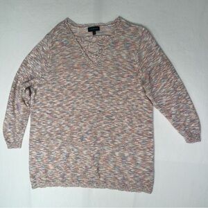 Lane Bryant Sweater Tunic V-Neck Multicolor Knit Lightweight Office Sz 18/20